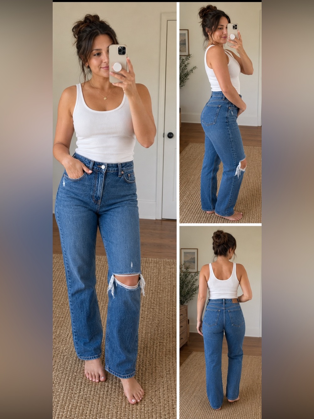 Abercrombie & Fitch Curve Love ’90s Straight Ultra High Rise Distressed Jeans 8S - Picture 1 of 7